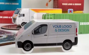 reklamní bonbony v krabičce ve tvaru auta